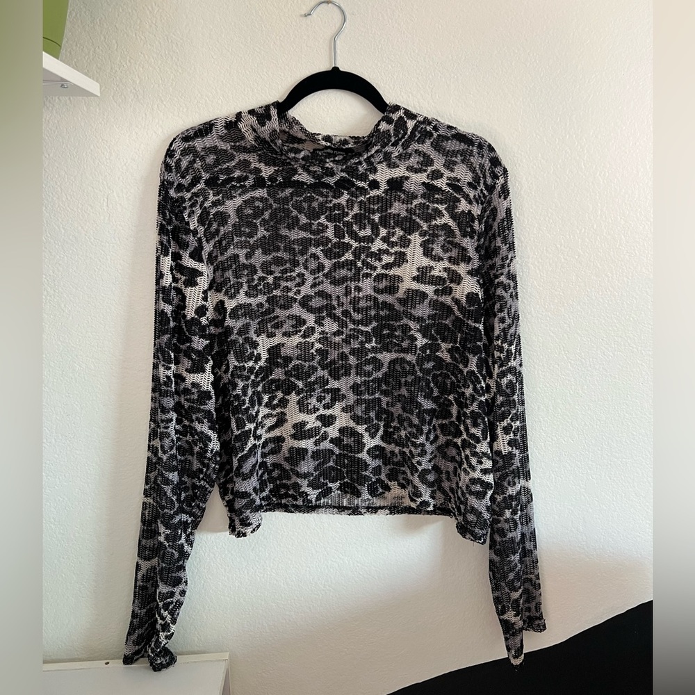 Mesh Cheetah Print Top